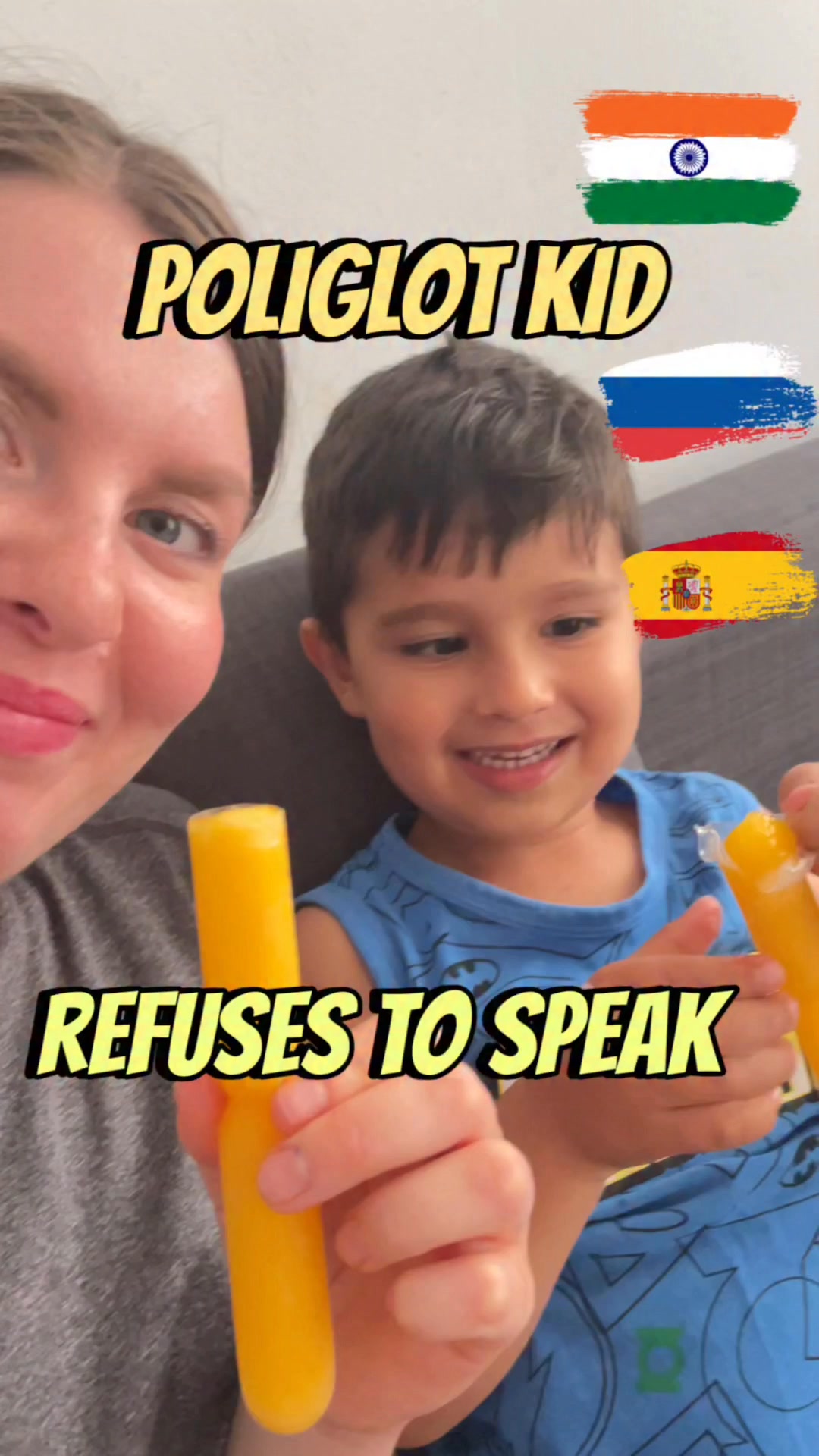 Our polyglot kid refuses to speak the languages he knows 🇮🇳🇷🇺🇪🇸in only ONE