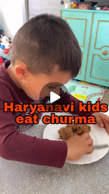 Indo Russian children eating Haryanavi desi churma🤭🫶🏼🤌🏼 
